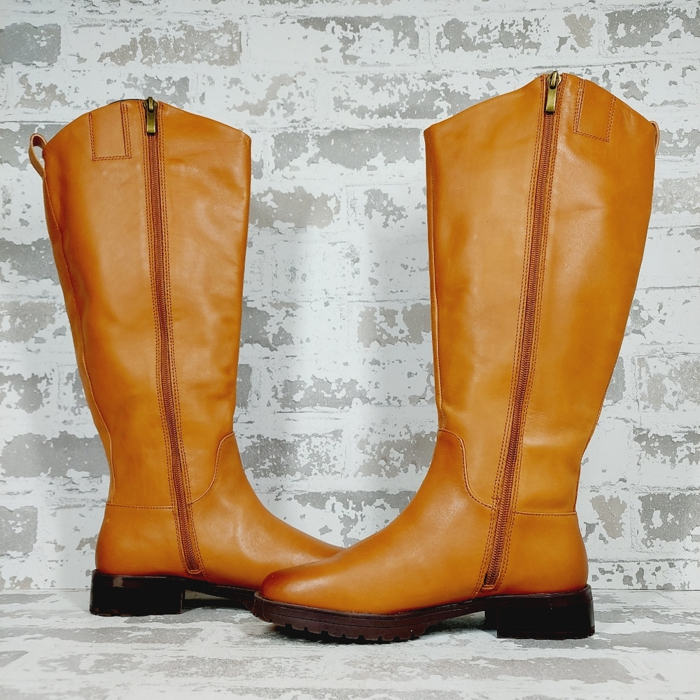 NEW Nordstrom Oliver Brown Leather Slip On Block Heel Riding Boots D211 - Picture 5 of 11